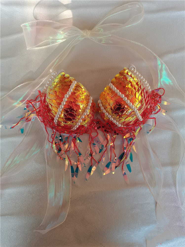 Mermaid Sequins Shell Bikini Top Bra
