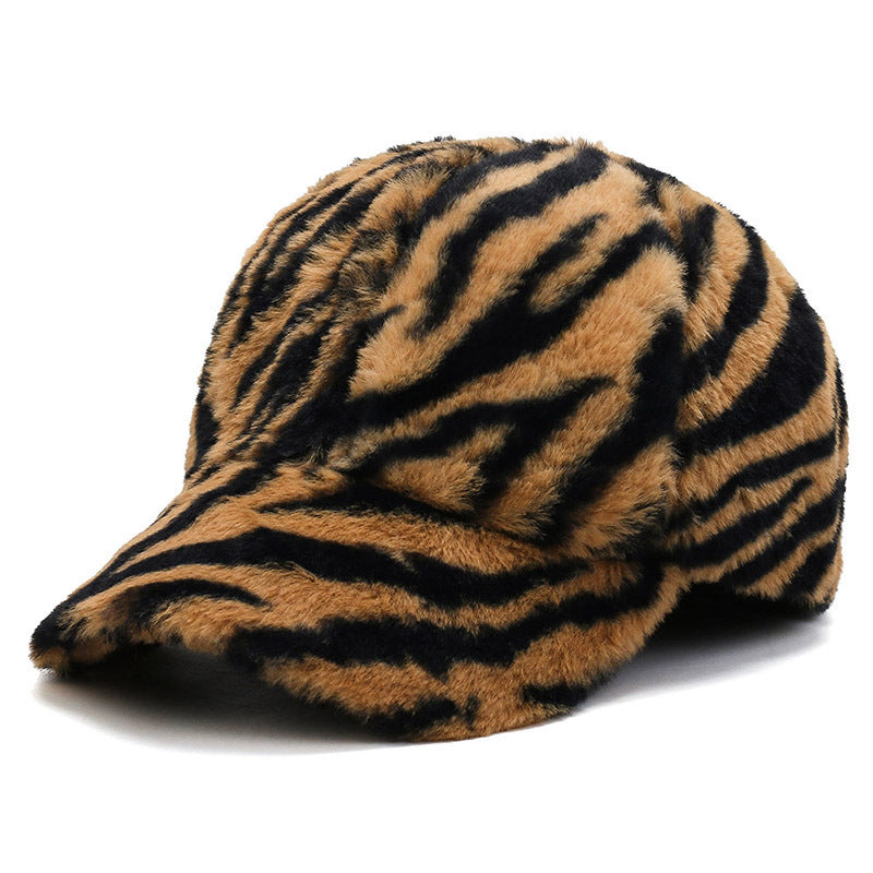 Fashion Leopard Fleece Baseball All-Matching Peaked Cap