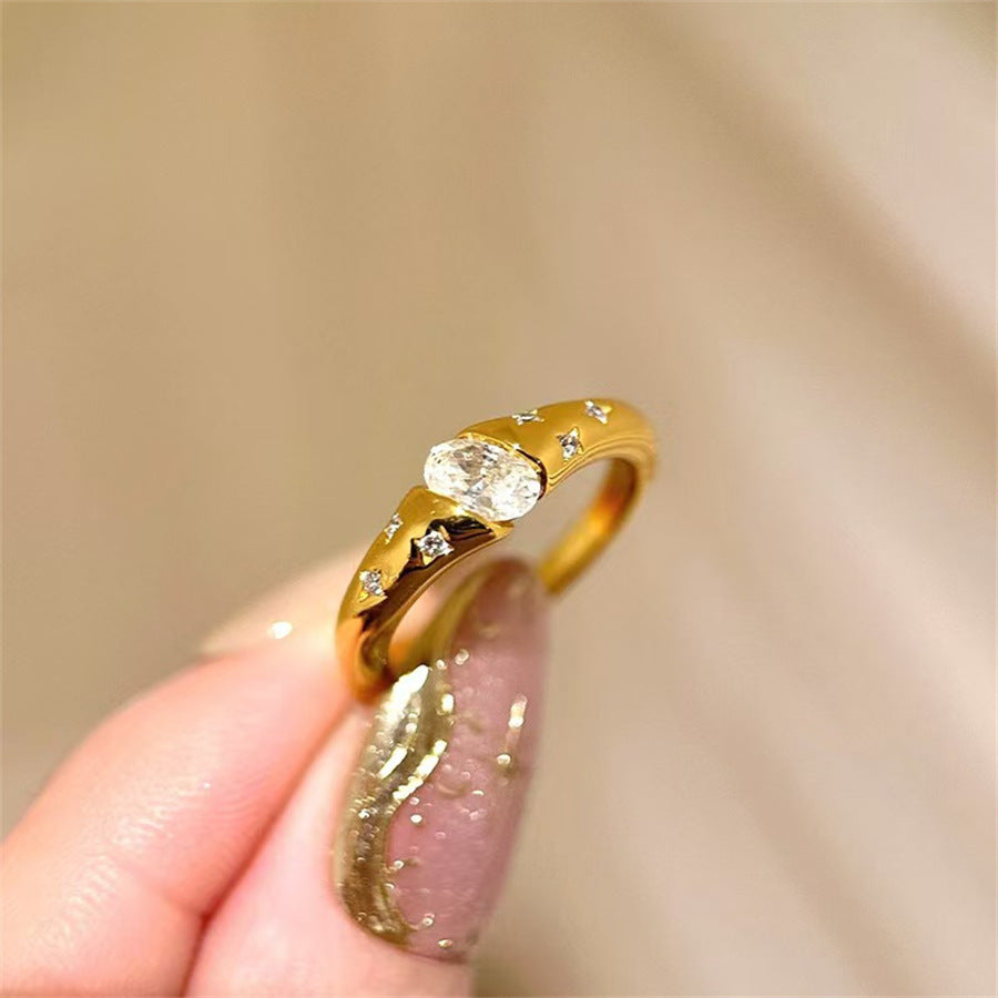 Antique Zircon Brushed Ring Female Retro Minority