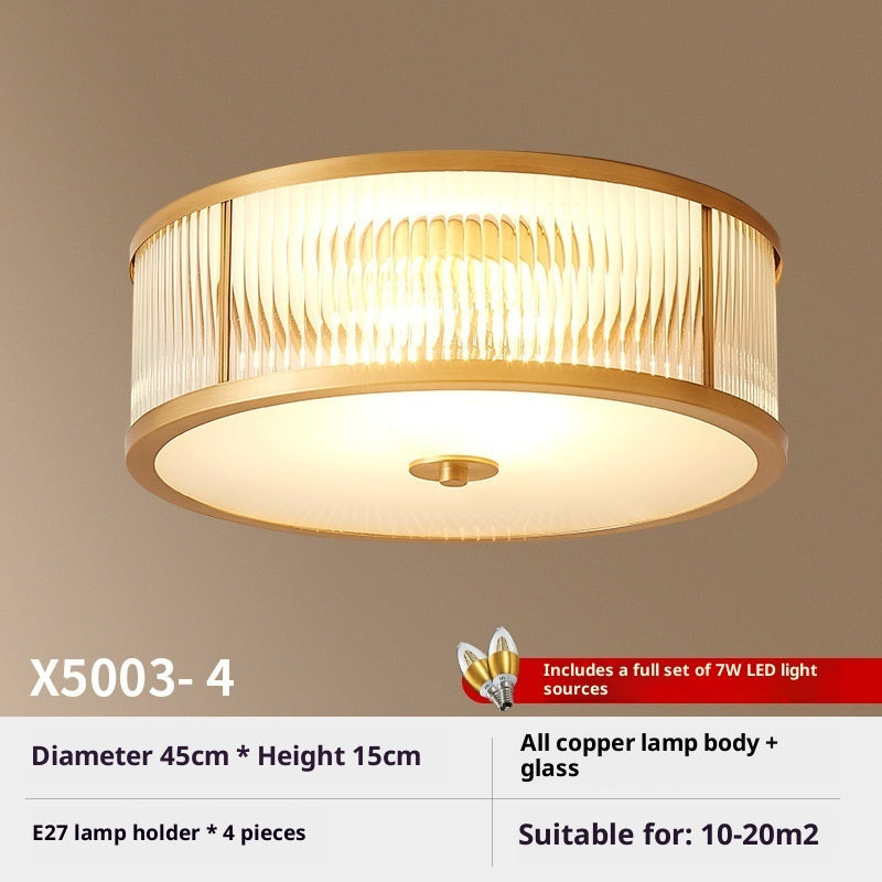 All Copper American Simple Led Ceiling Lamp Modern
