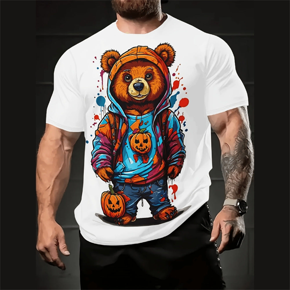 Men's Casual Loose Cartoon 3d Printed Short Sleeve