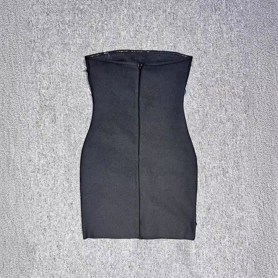 Off-Shoulder Diamond-Embedded Tube Top Party Dress