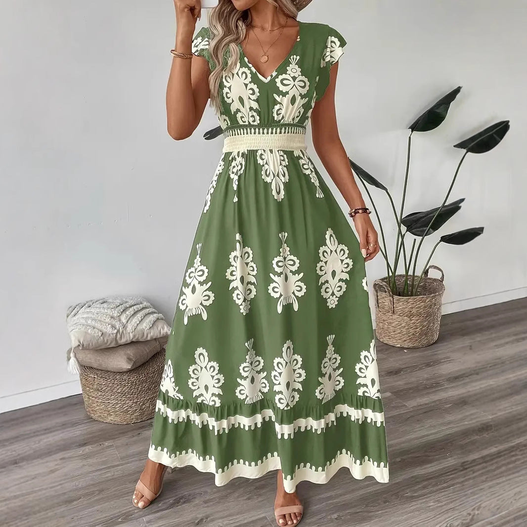Female Beach Printed Large Swing Dress
