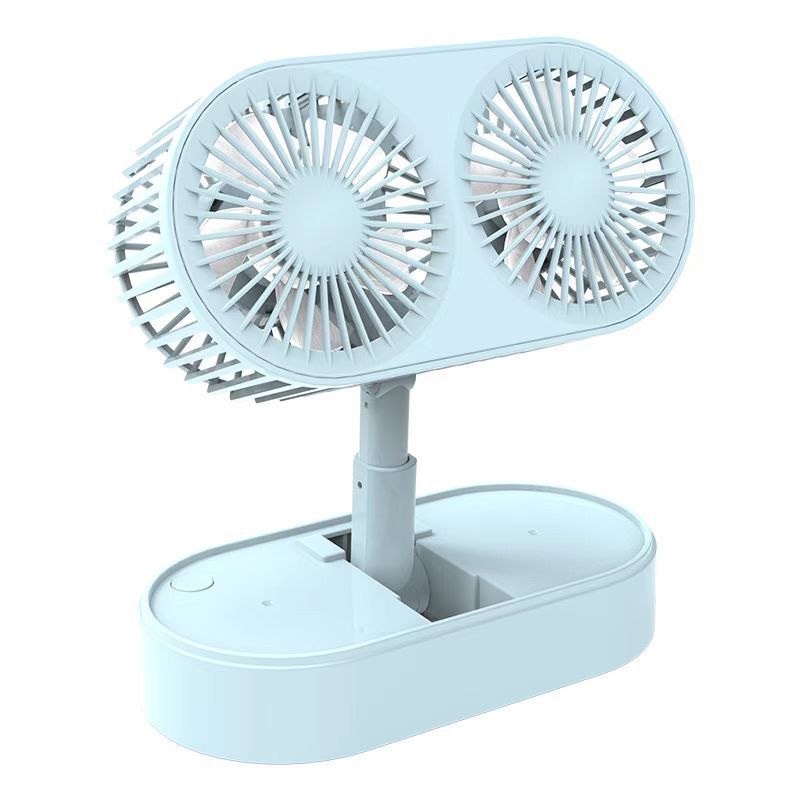 Mini Usb Charging Portable Telescopic Folding Desktop Dual Head Small Fan