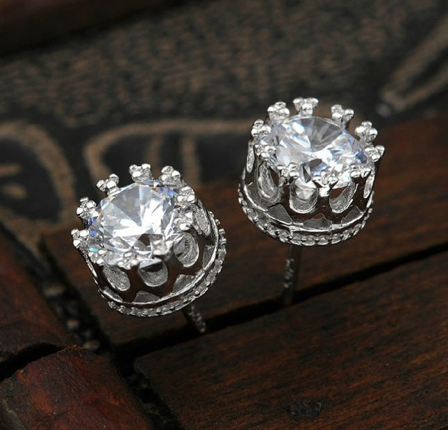 925 Sterling Silver Earrings Crown Hypoallergenic Earrings Exquisite Jewelry Fashion Jewelry Lovers