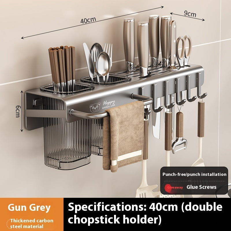 Kitchen Knife Rack Multi-Functional Punch-free