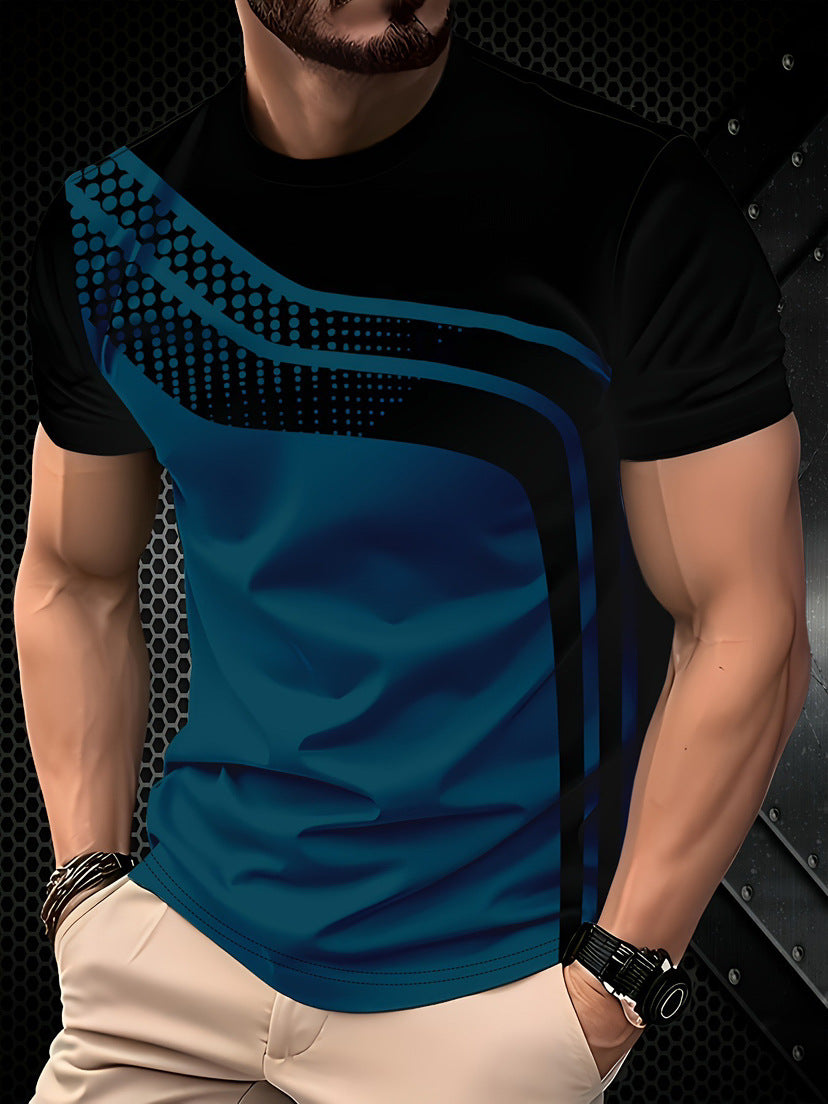 Men's Short-Sleeved T-Shirt Business Casual Series Digital 3D Printing