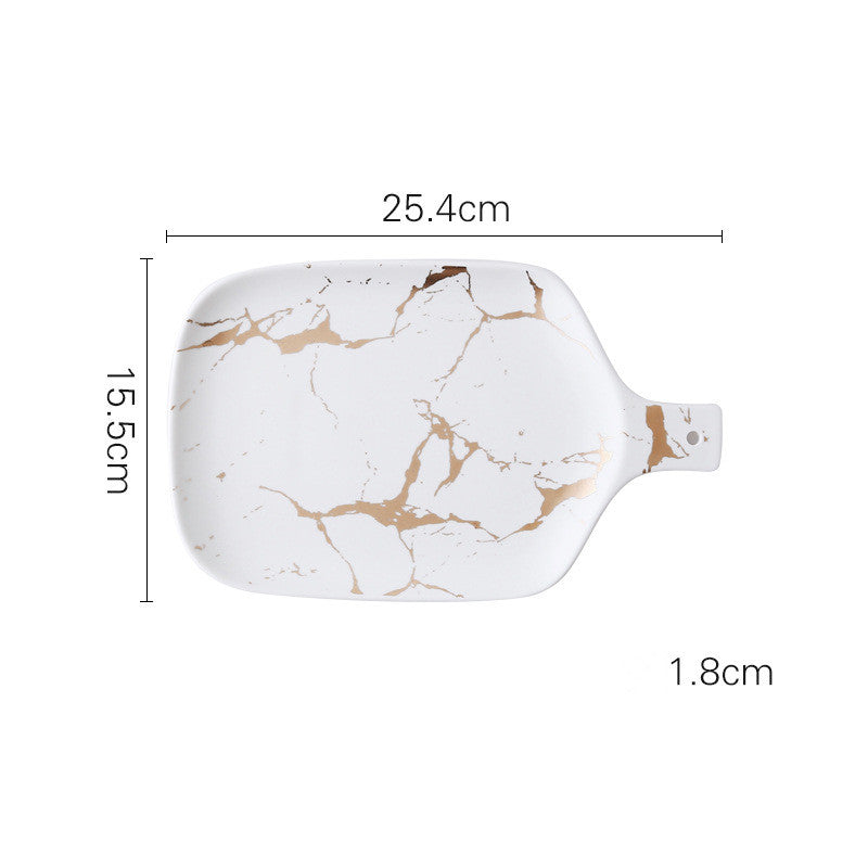 Marble Gold Ceramic Household Plate