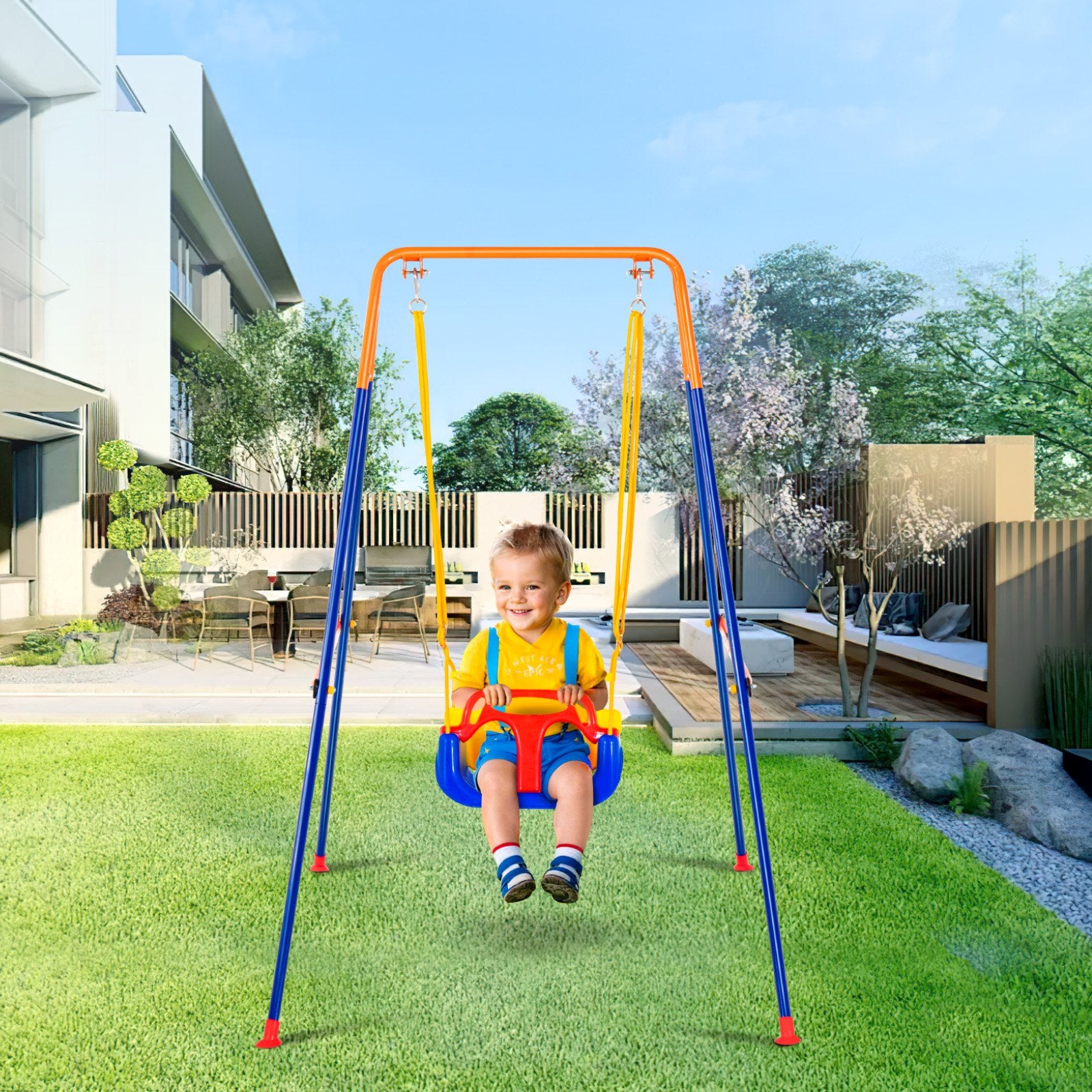 Swing Sets For Backyard 3 In 1 Toddler Swing Set With 4 Sandbags Foldable