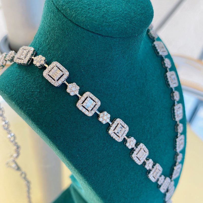 Luxurious And Light Luxury Ice Sugar Diamond Necklace Is Detachable