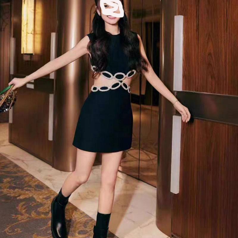 French Crewneck Dress In Black