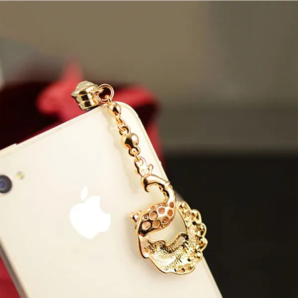 Colorful Crystal Diamond Phoenix Dust Cap Pendant For Cell Phone 3.5mm Jack