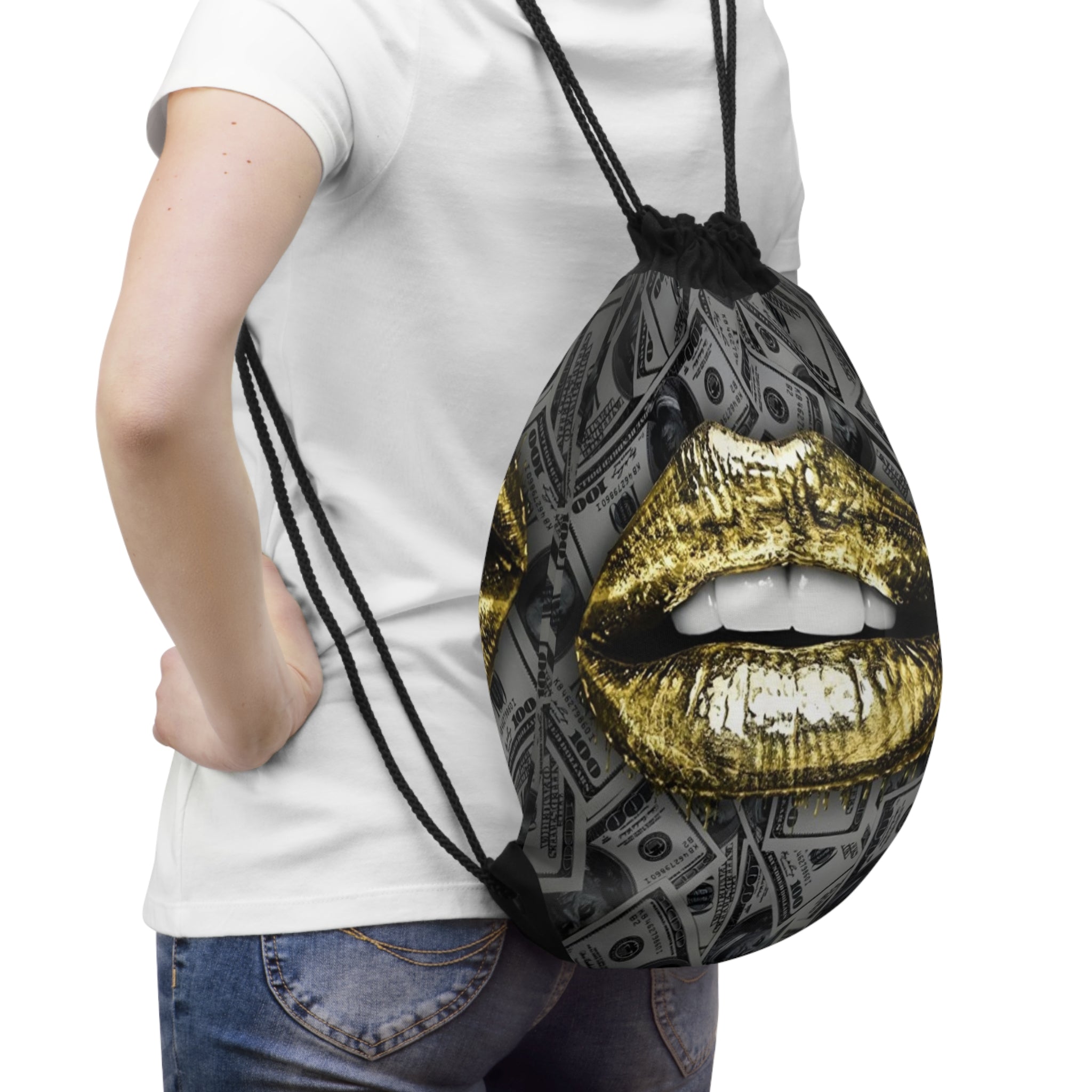 Money Lip Travel Drawstring Bag