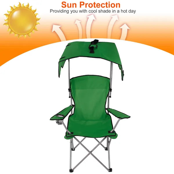 Foldable Beach Canopy Chair Sun Protection Camping Lawn Canopy Chair 330LBS Load Folding Seat