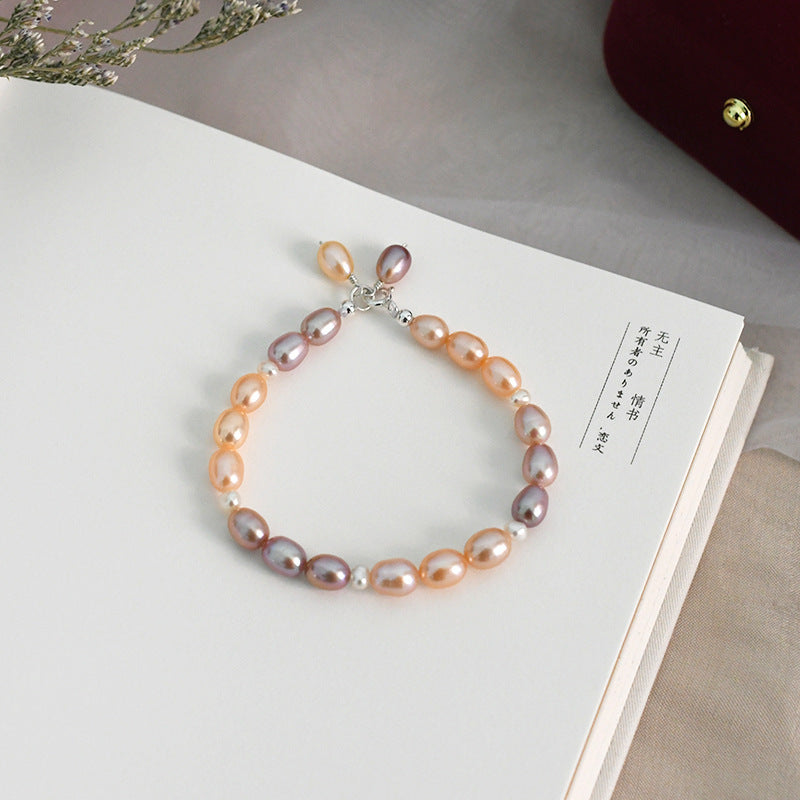 Freshwater Pearl Orange Candy Bracelet Purple