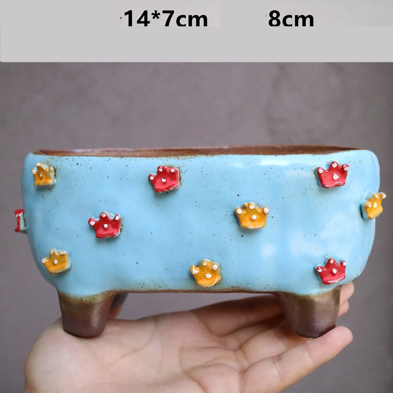 Strawberry Stoneware Succulent Plant Pot