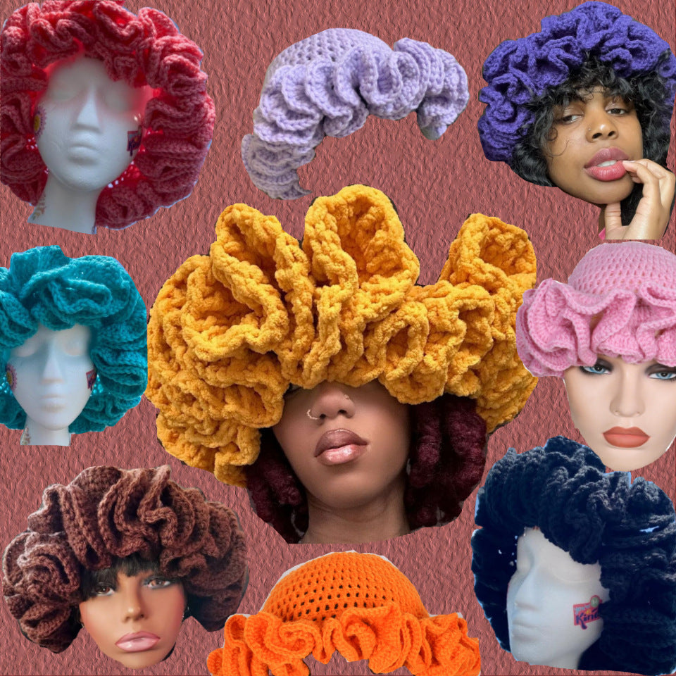Knitted Lace Bamboo Hat Ruffled Hat Fashion