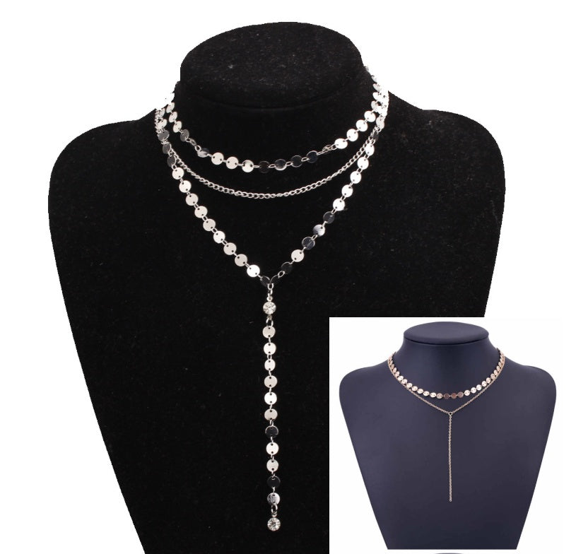 Tattoo Coin Choker One Layer Three Layers Lariat Y Chokers Rhinestone Crystal Necklace