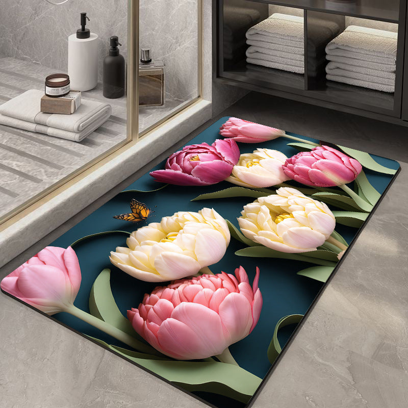 Soft Diatom Ooze Floor Bathroom Absorbent Bathroom Step Mat Quick-Drying Non-Slip Toilet Door Mat