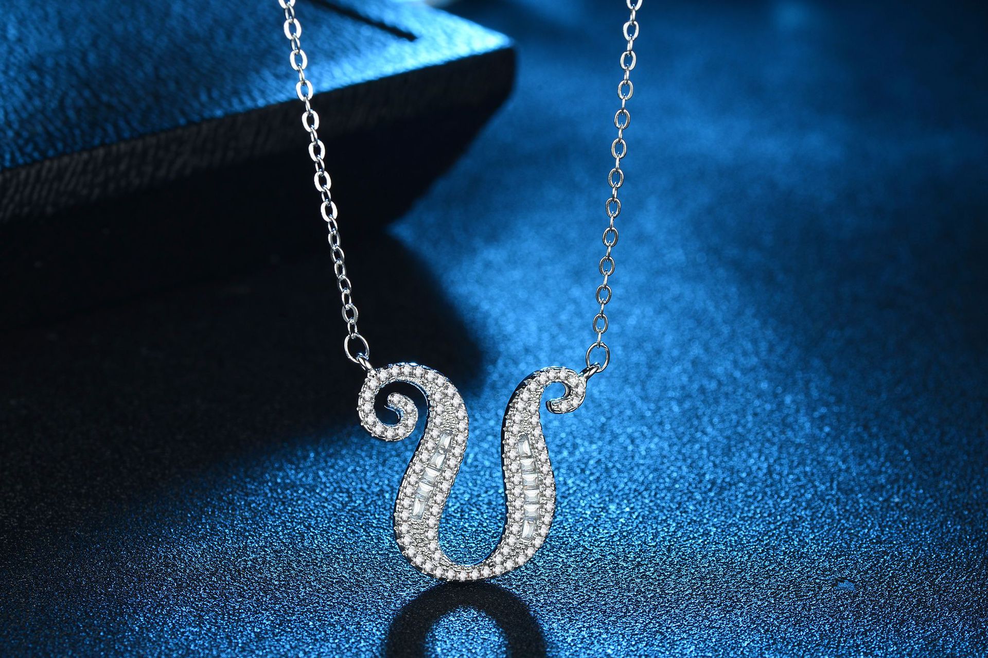 English Letter Super Flash Zircon Necklace