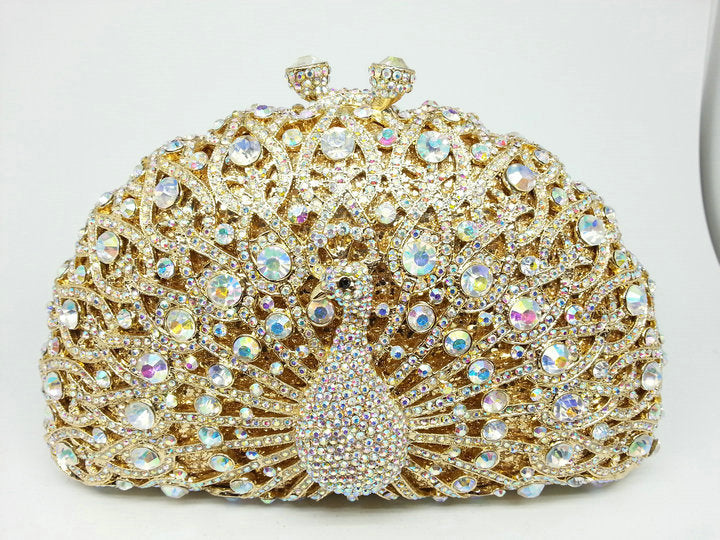 Peacock Dinner Bag Rhinestone Clutch Lady