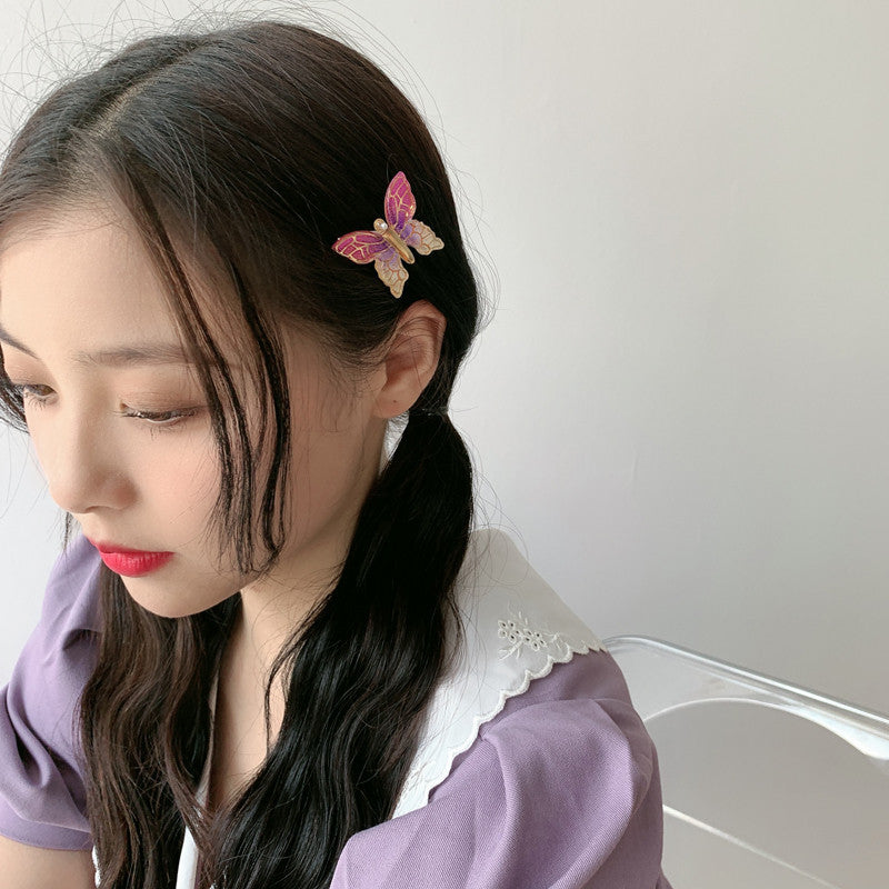 Color Butterfly Hairpin Net Red Simple Temperament Clip Headdress Hair Accessories