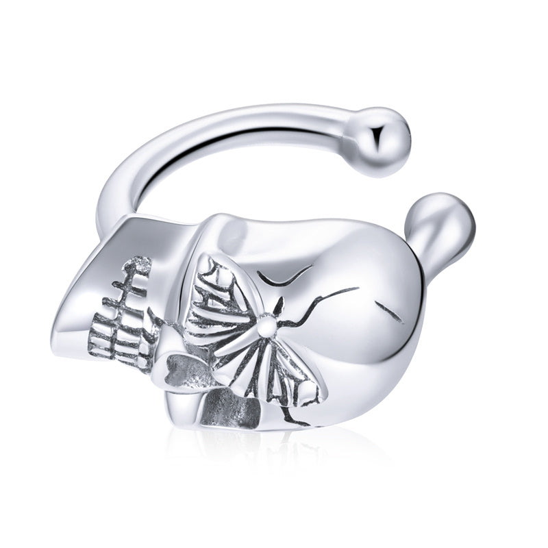 Butterfly Stud Earrings Red Zircon Pattern Insect Earrings