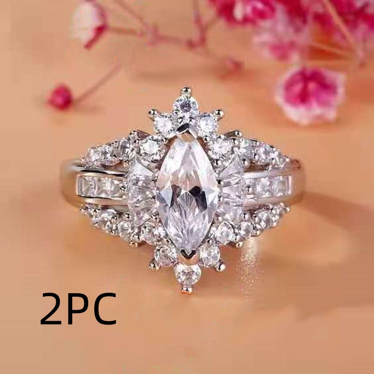 European And American Popular Horse Eye Zircon Beautiful Crown Women's Proposal Ring