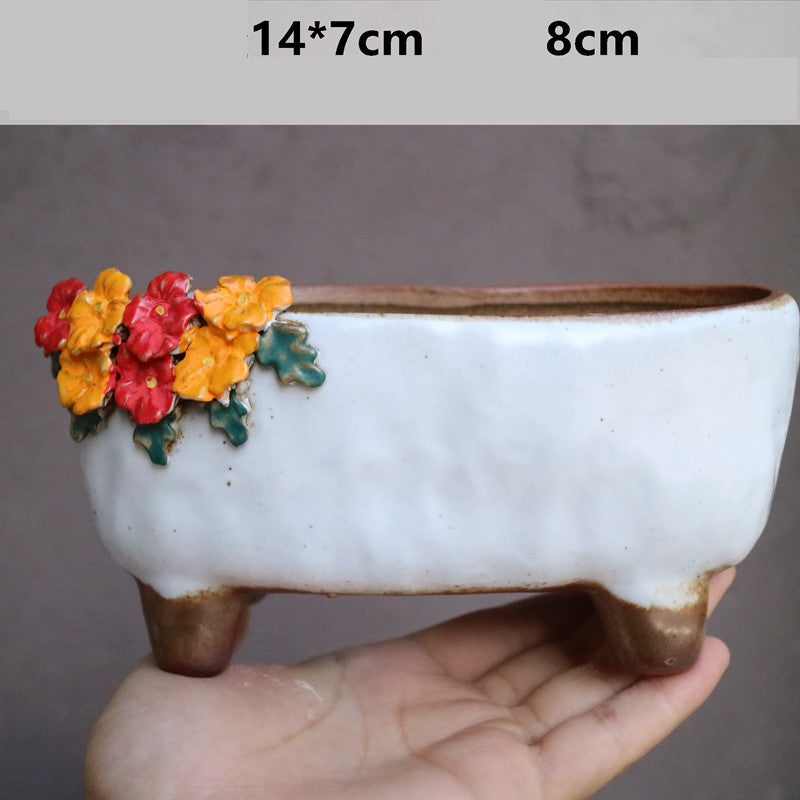 Strawberry Stoneware Succulent Plant Pot
