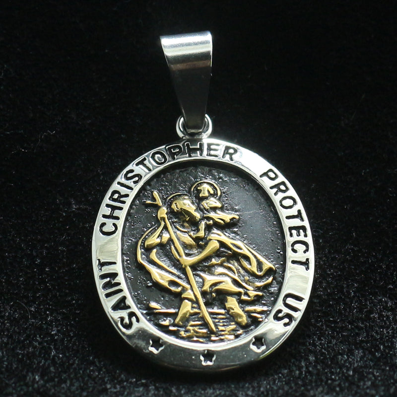 Stainless Steel St Christopher Men's Necklace