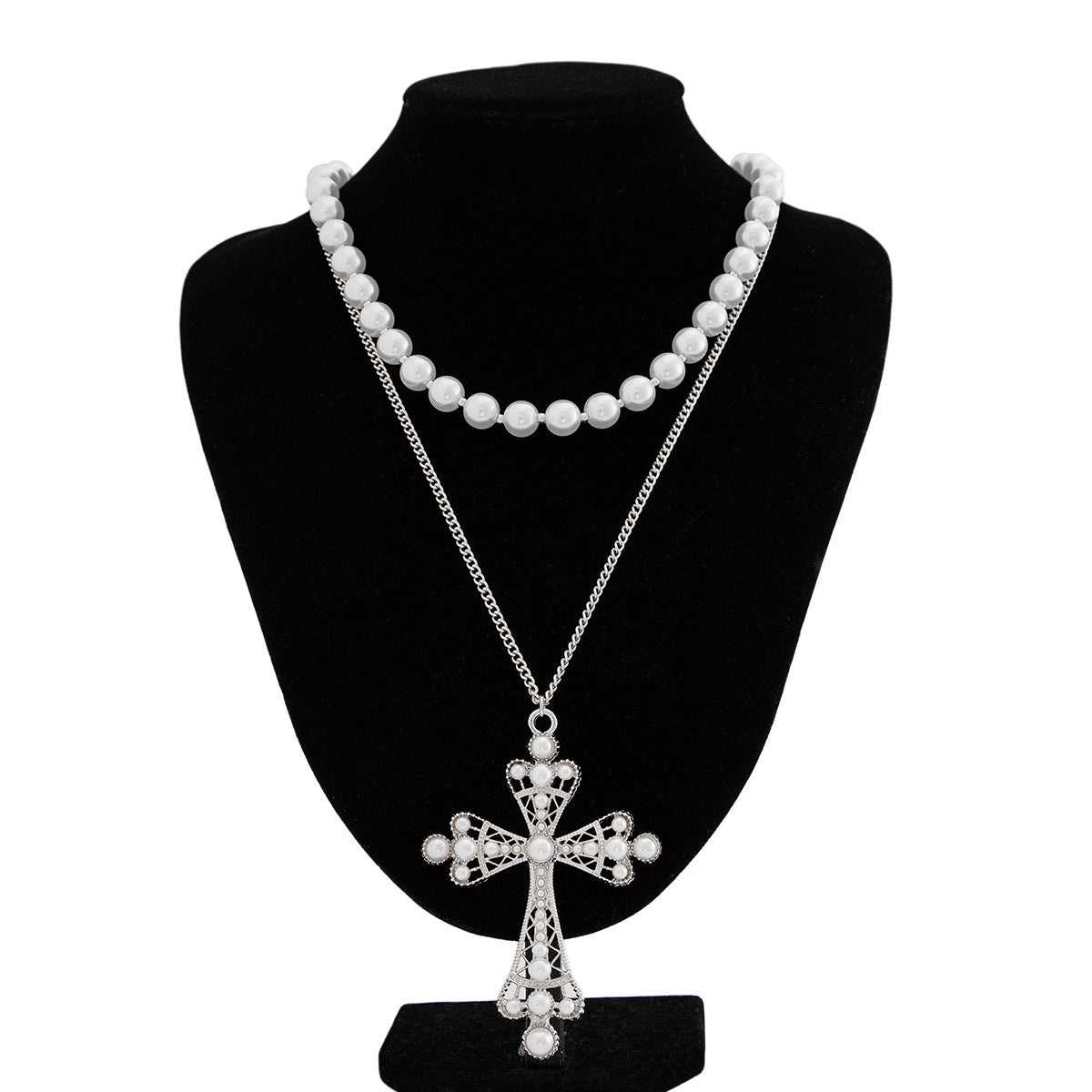 Hip Hop Niche Exaggerated Diamond Studded Cross Necklace