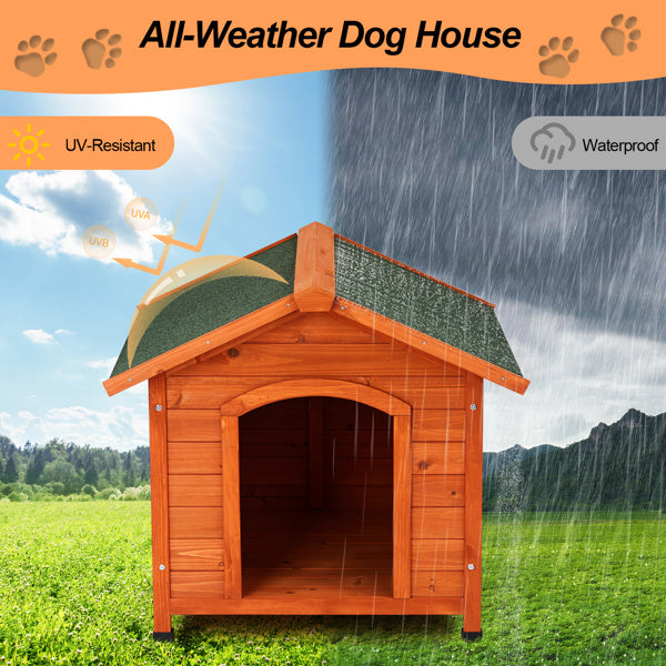 88x106x77cm Green Asphalt Roof Golden Red Main Body Fir House Type Cat And Dog House