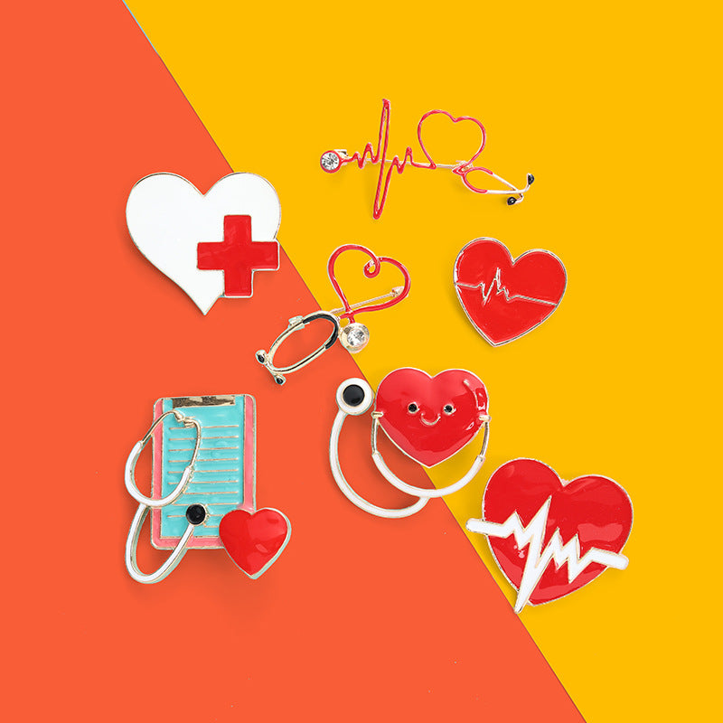 New Cartoon Creative Cartoon Heartbeat Shape Accessories Brooch