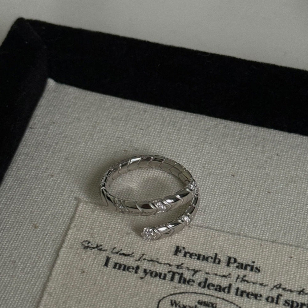 Antique Zircon Brushed Ring Female Retro Minority