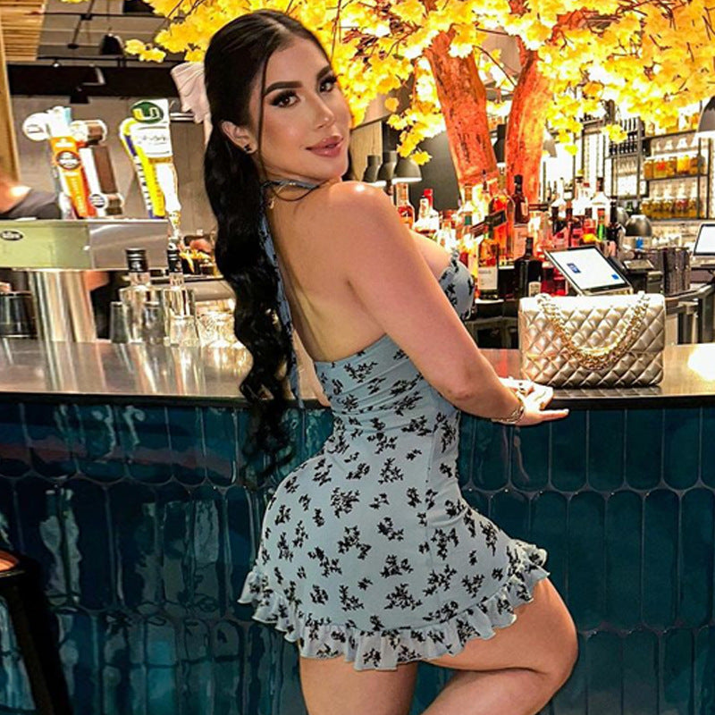 Fashion Sexy Lace Slim Tube Top Lace-Up Dress