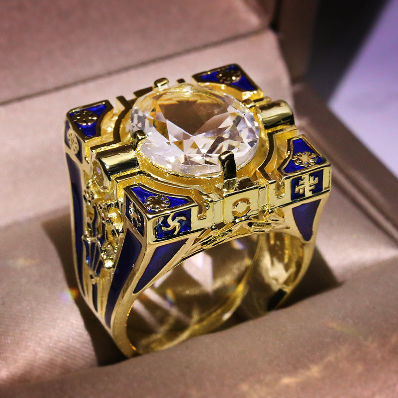 New Enamel Striped Blue Ring