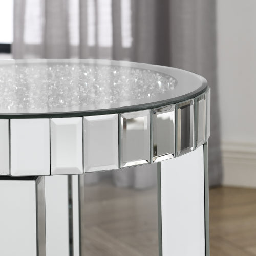 Crystal Inlaid Mirror Round Table