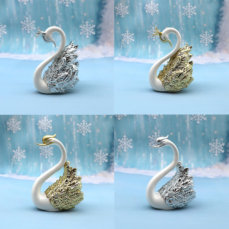 Crown Swan Cake Decoration Gilded Couple