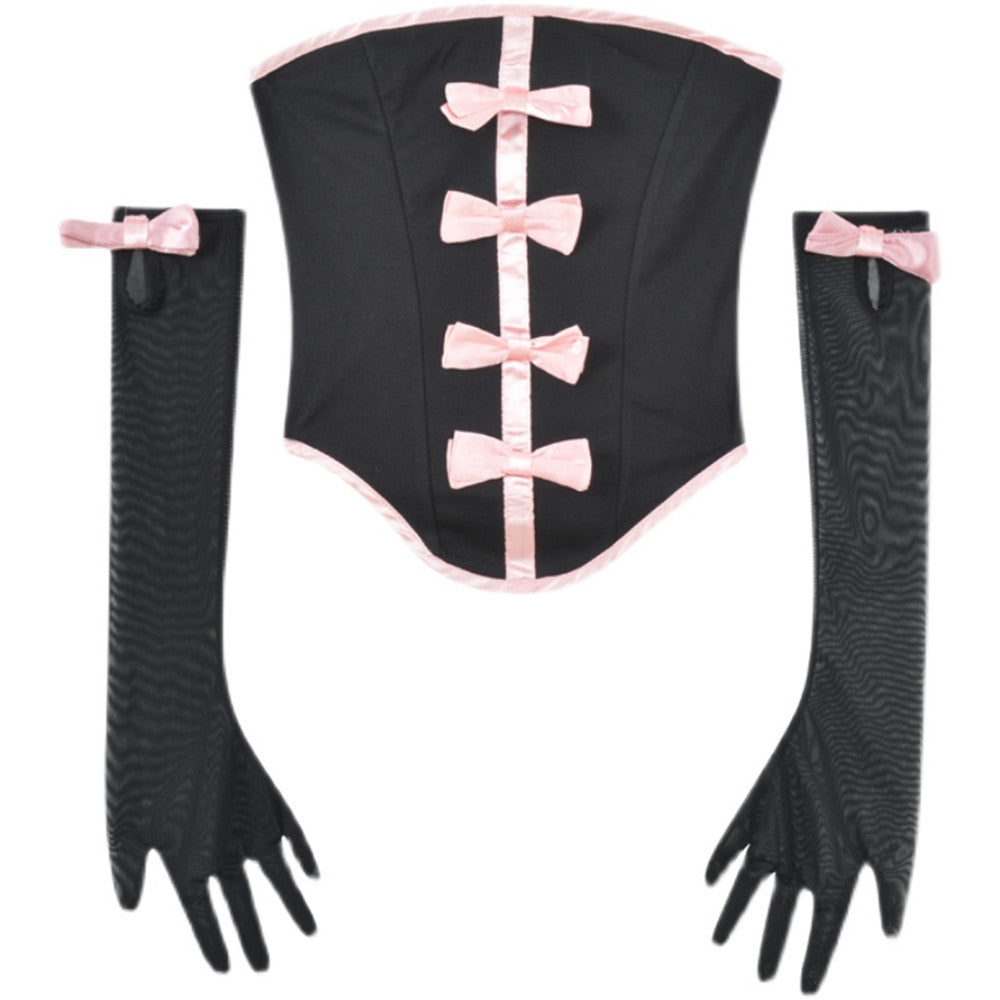 Design Sense Contrast Color Bow Tube Top Vest Women's Slim