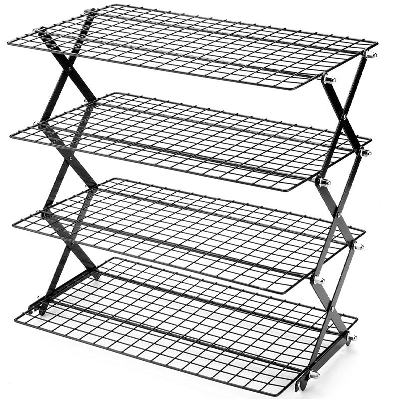 Black Foldable Cooling Rack Multi-Tier Kitchen Storage Rack