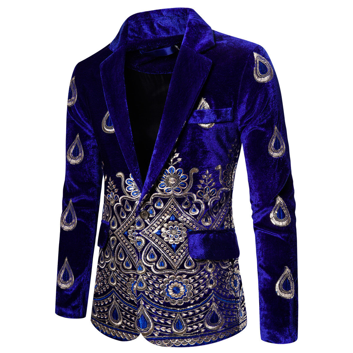 Ethnic Print Single-Breasted Leisure Suits For Men Costume