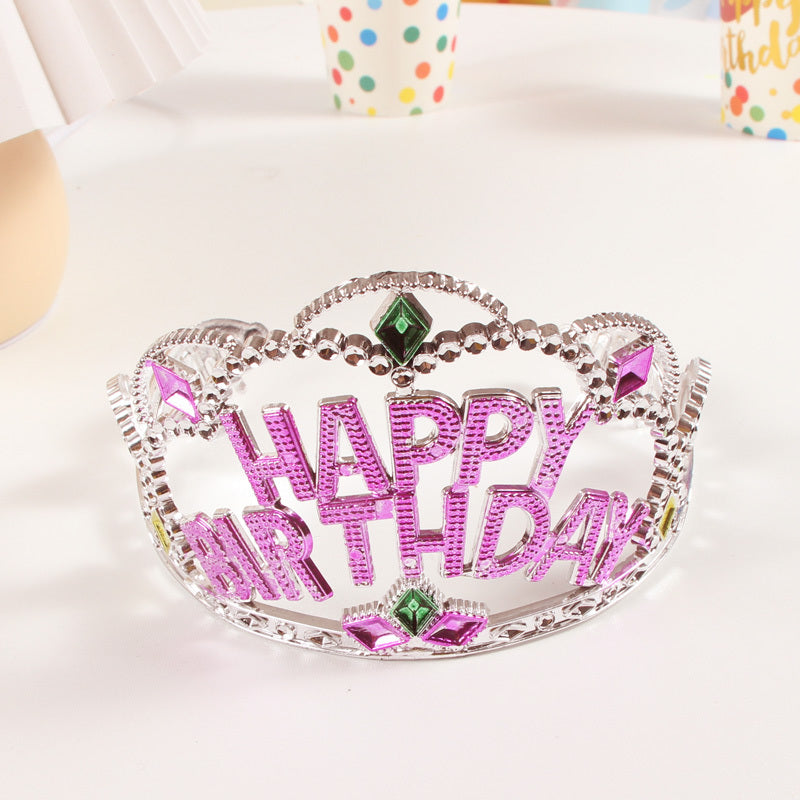 Happy Birthday Letter Plastic Crown Children Princess Tiara