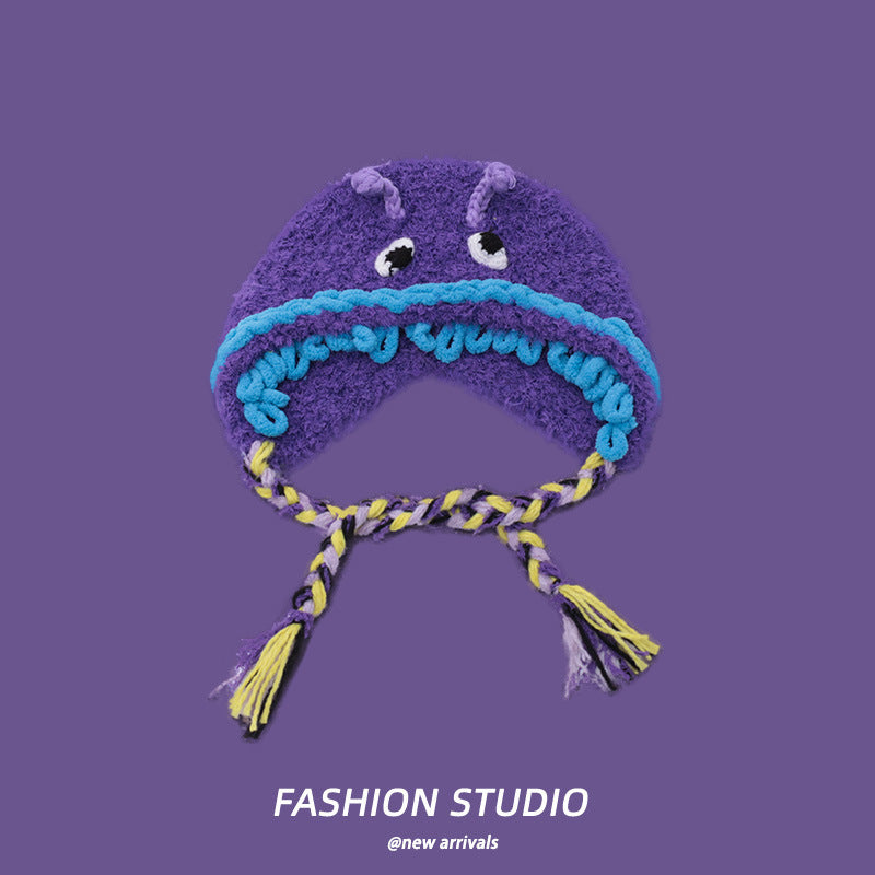 Cartoon Cute Monster Hat Casual Versatile Plush Bonnet