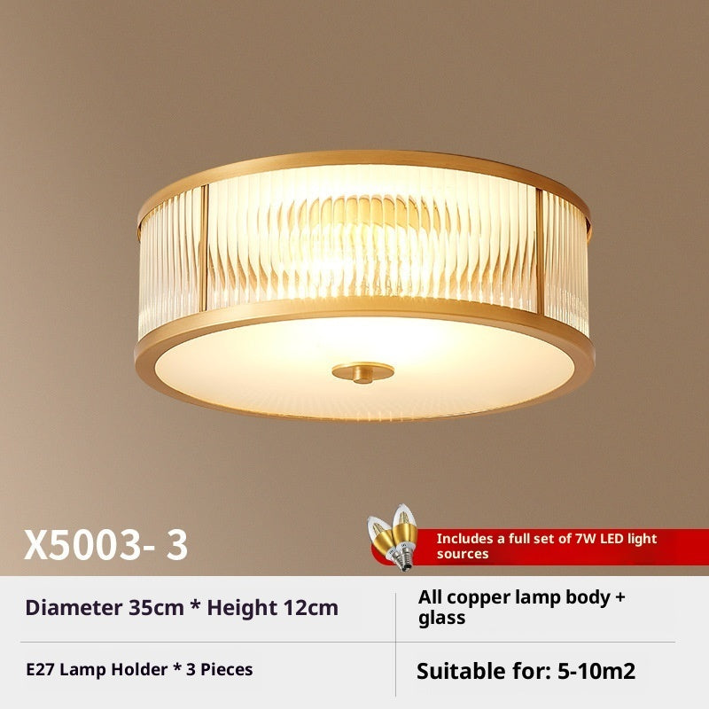 All Copper American Simple Led Ceiling Lamp Modern