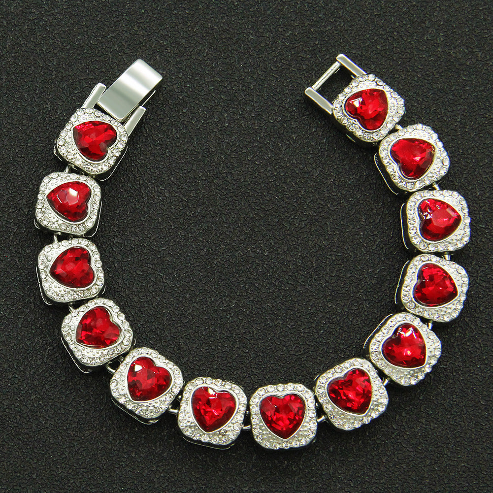 Men's Splendid Diamond Heart Love Heart Red Diamond Necklace