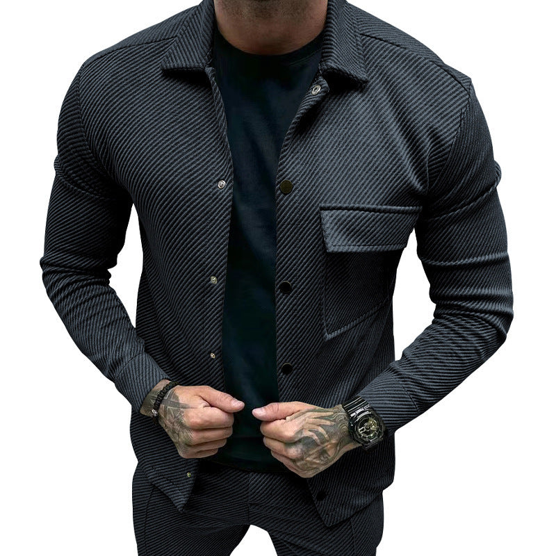 Single-Breasted Solid Color Slim Jacket