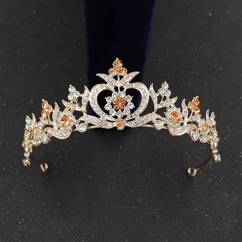 Women's Fashion Rhinestone Leaves Heart Bridal Crown Tiara