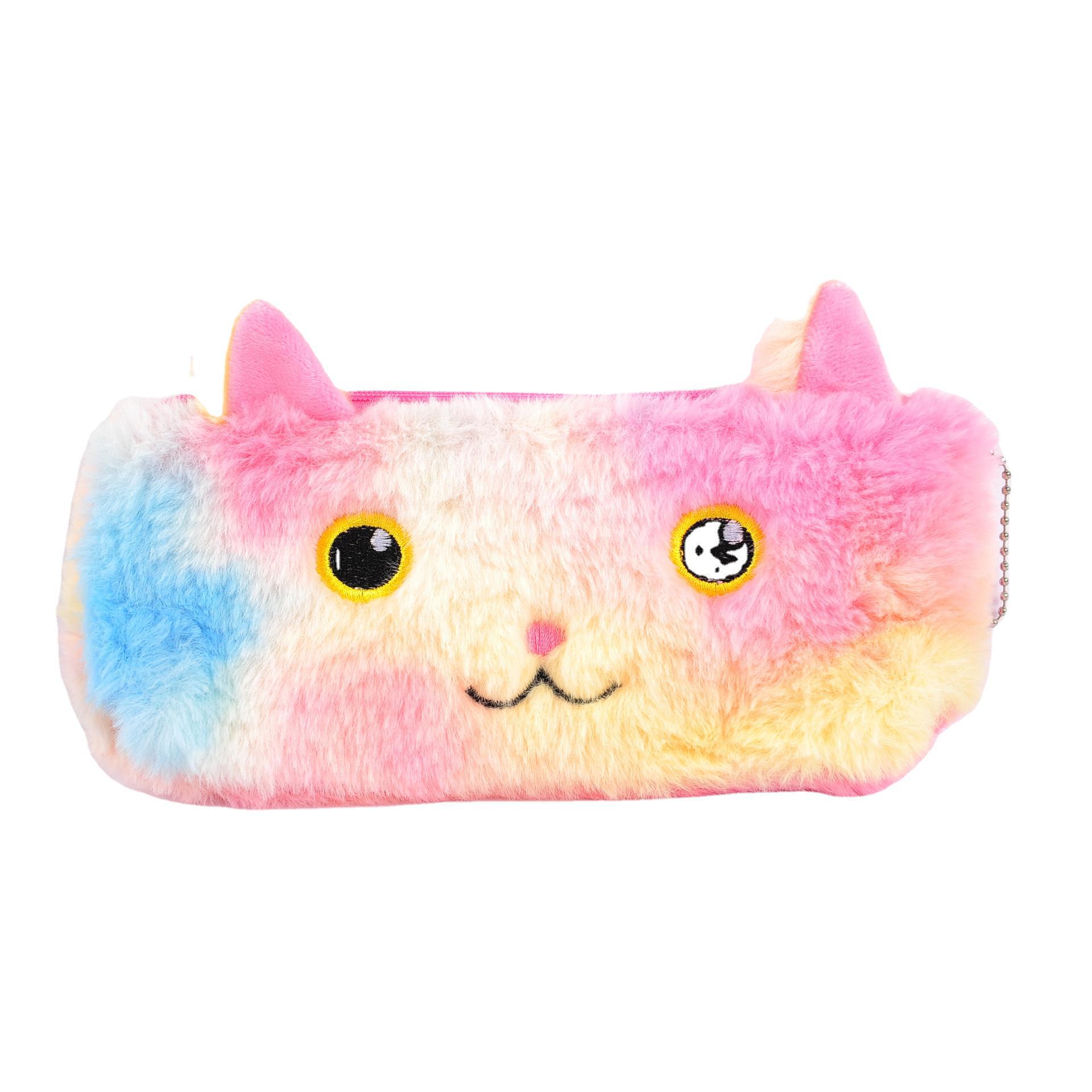 Laser Color Cat Plush Pencil Case Student Stationery Bag