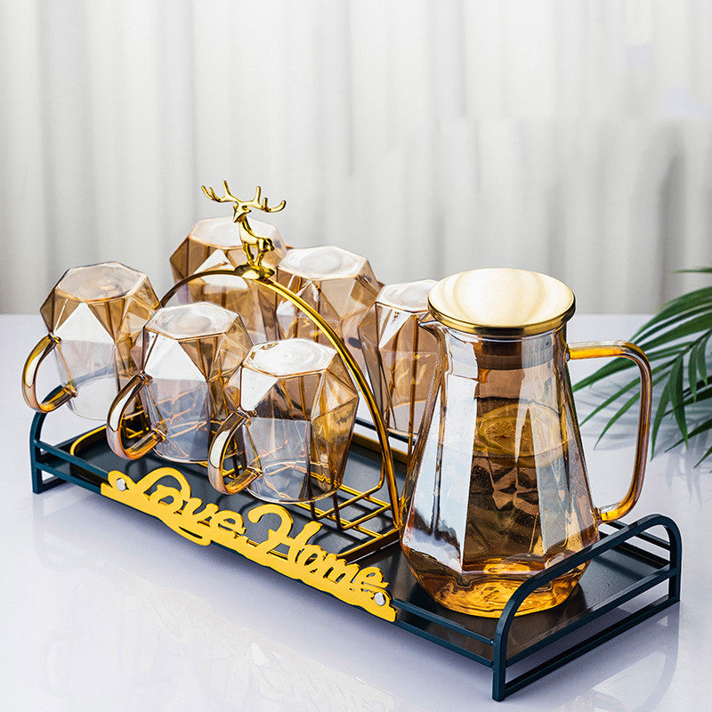Cold Kettle Light Luxury European Style Cold Water Cup Household High Temperature Glass Kettle Large Capacity Water Cup Set Tea Cup
