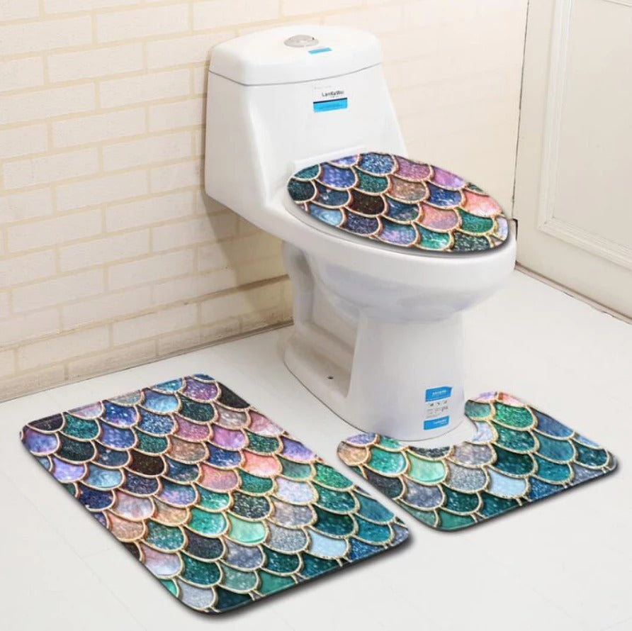 3 pcs Shiny Mermaid Bathroom Set
